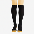 Calze al ginocchio 35-38 in tessuto elasticizzato nere con punta beige - stile classico