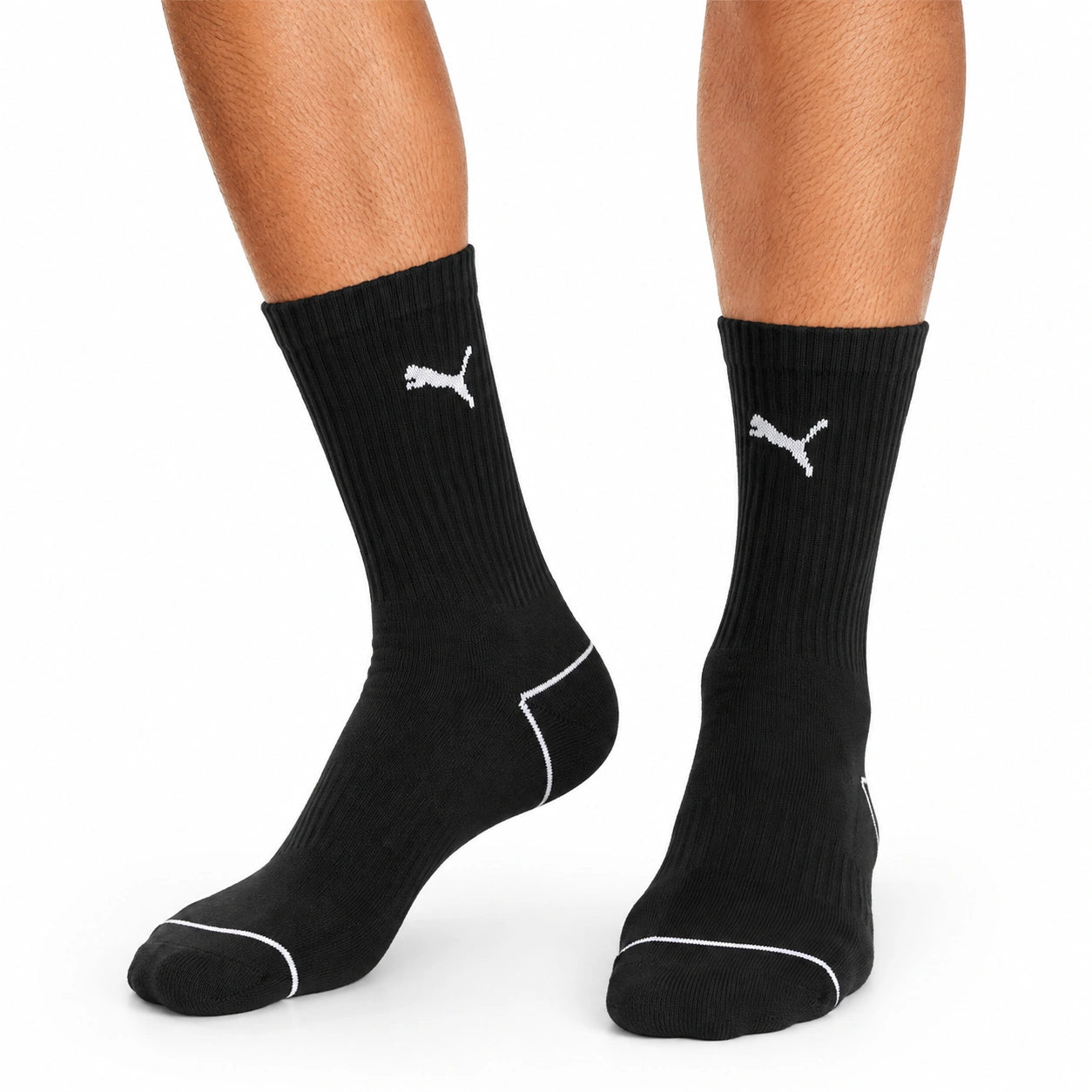 Calze sportive 39-42 in maglia nere con dettagli bianchi a coste