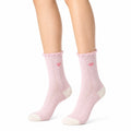 Calze 39-42 in maglia rosa e bianco con cuore stile romantico