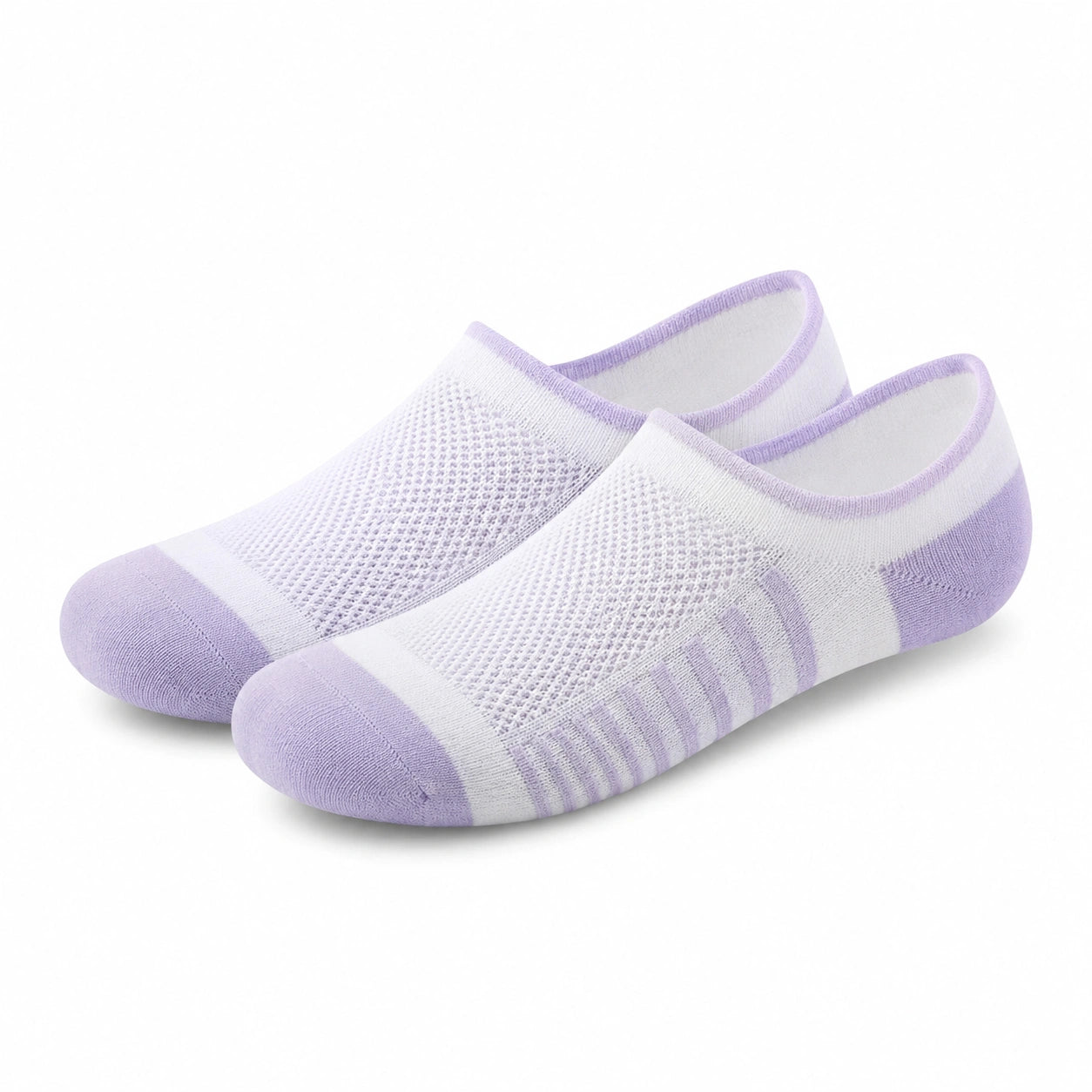 Calze corte 39-42 in tessuto a maglia bianco/lilla traspiranti per uso quotidiano