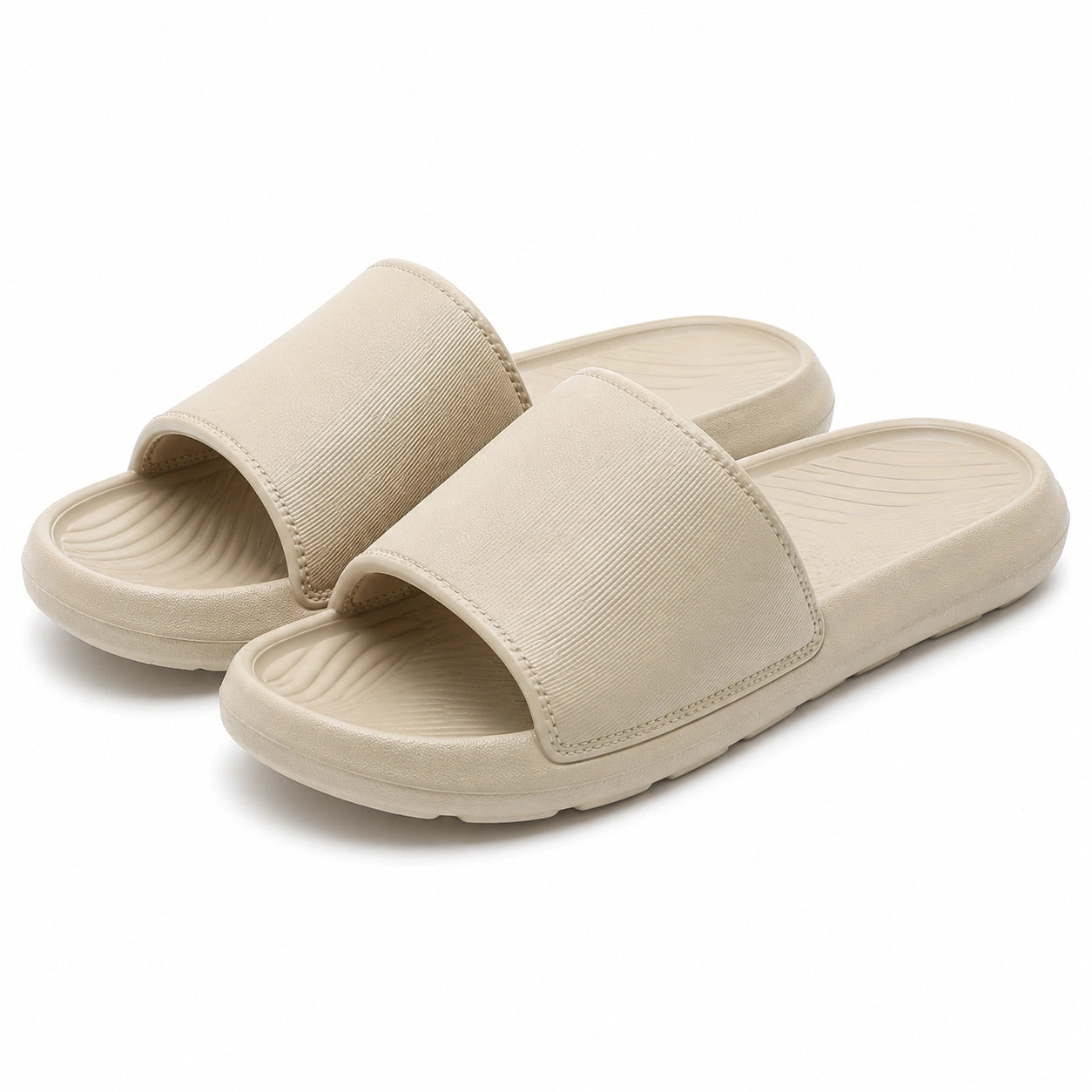 Ciabatte aperte 36/37 beige con fascia in tessuto e suola ammortizzata