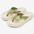 Sandali infradito 40/41 in materiale sintetico beige e verde con stampa floreale casual
