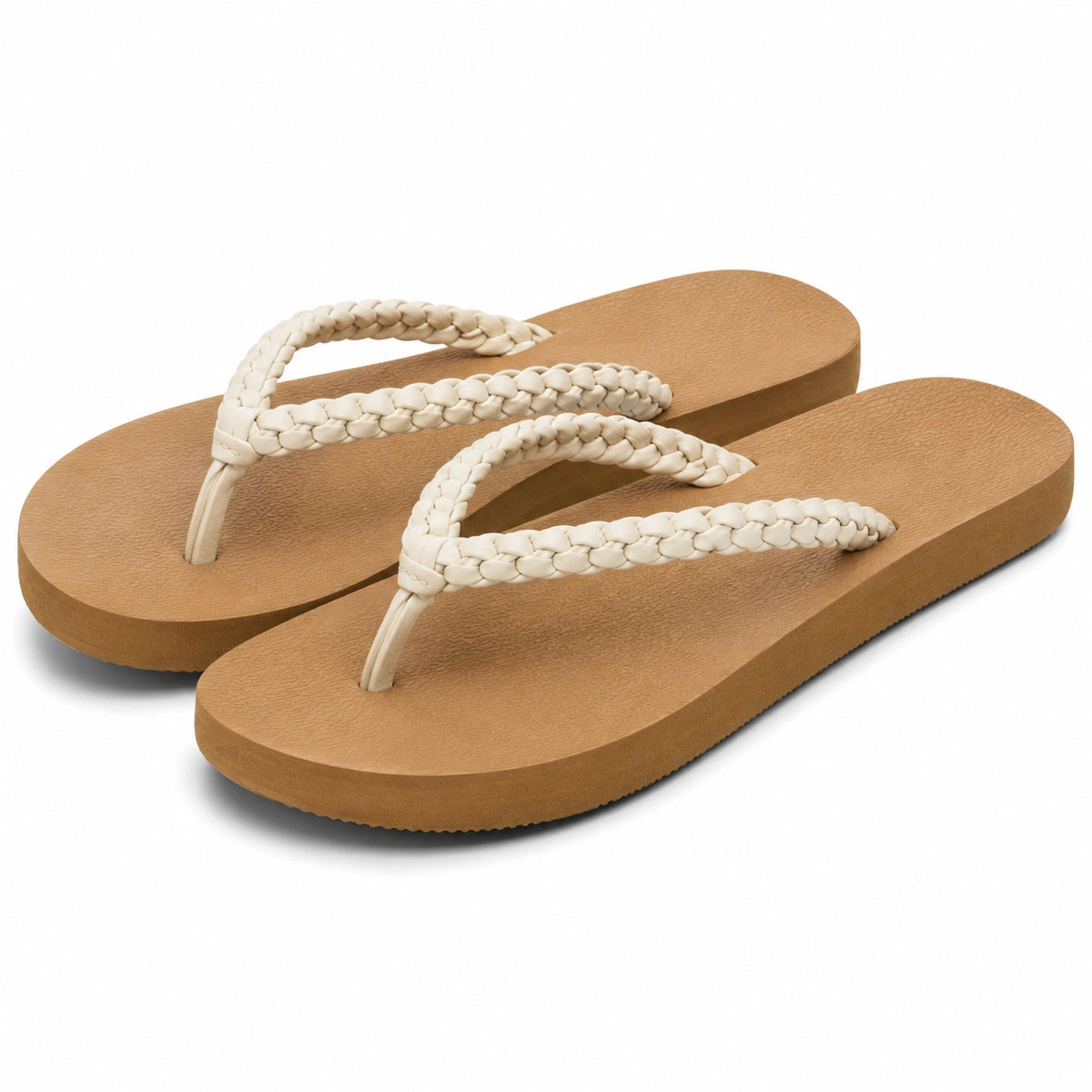 Infradito 40/41 in EVA marrone con fasce intrecciate beige - sandali estivi casual