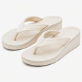 Infradito con zeppa 42/43 in tessuto e schiuma beige - suola rialzata