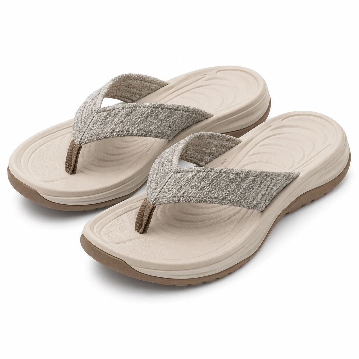Infradito 36/37 beige e taupe con suola ammortizzata e fascia in tessuto