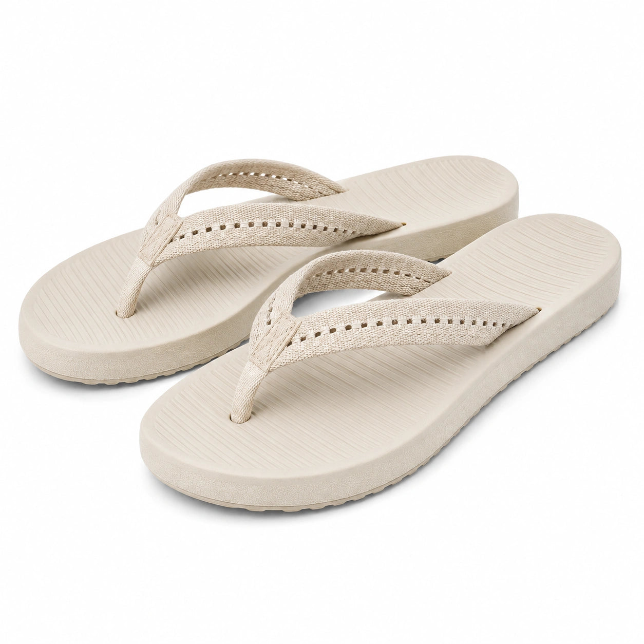 Infradito 38/39 beige con fascia in tessuto e suola sagomata per tempo libero