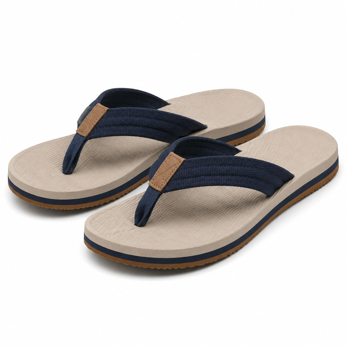 Infradito 38/39 con fascia in tessuto blu e suola beige antiscivolo per tempo libero