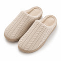 Pantofole da donna 36/37 in tessuto beige con motivo a treccia - chiuse e imbottite