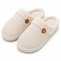 Pantofole da casa 36/37 in tessuto color crema con fodera soffice - stile slip-on
