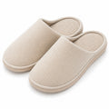 Pantofole da casa 38/39 in tessuto beige con suola piatta