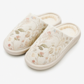 Pantofole da casa 38/39 in tessuto beige a fiori con interno morbido