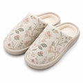 Pantofole da casa 38/39 in tessuto beige a fiori con interno morbido