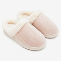Pantofole da donna 40/41 in tessuto rosa con bordo effetto pelliccia - calzature da interno