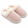 Pantofole da donna 40/41 in tessuto rosa con bordo effetto pelliccia - calzature da interno