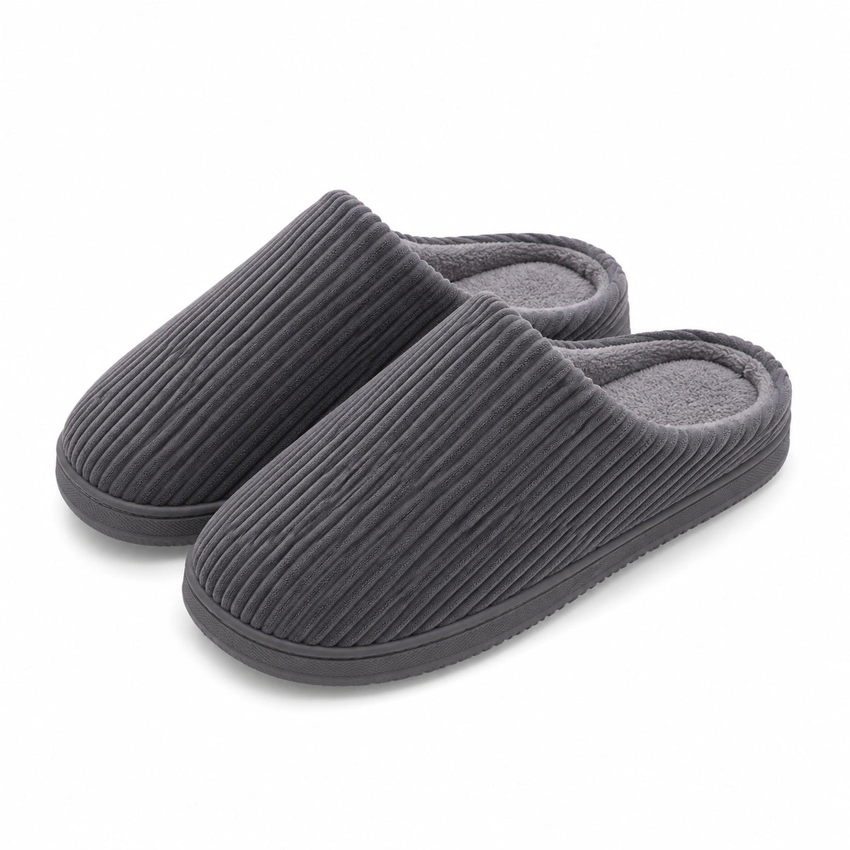 Pantofole da casa 40/41 in tessuto grigio a coste con suola antiscivolo